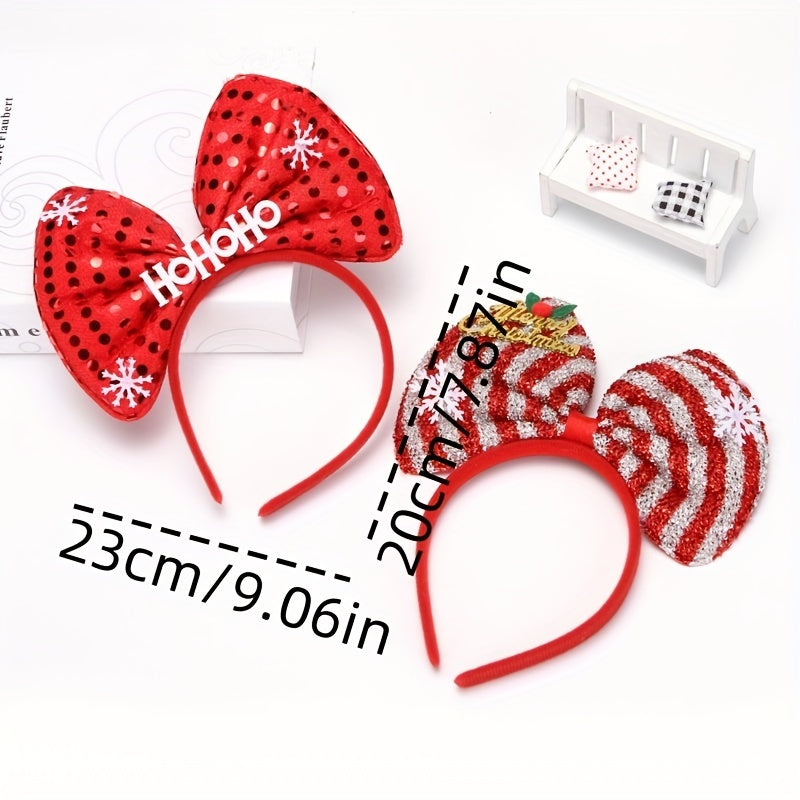 Christmas Festive Supplies Sequin Letter Bow Headband Word Sign