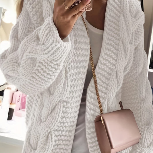  Cable Long Sleeve Open Front Cardigan