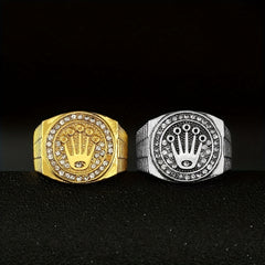 Hip Hop Palm & Crown Rhinestone Men's Ring