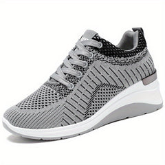 Women's Chunky Knit Sneakers Breathable Lace Up Sports Shoes
