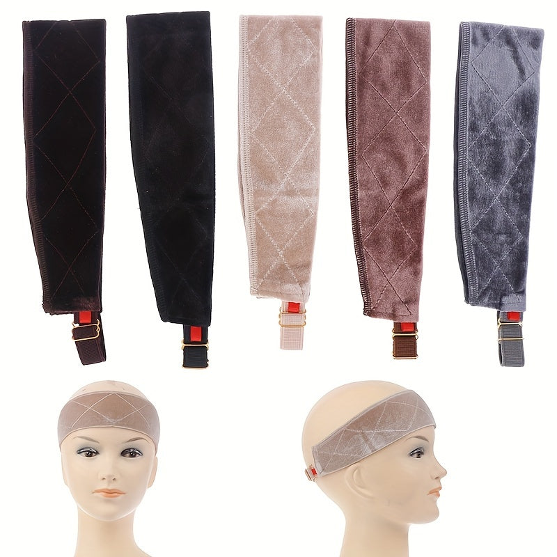 Women Velvet Wig Grip Scarf Headband Adjustable Fastener Hair Band