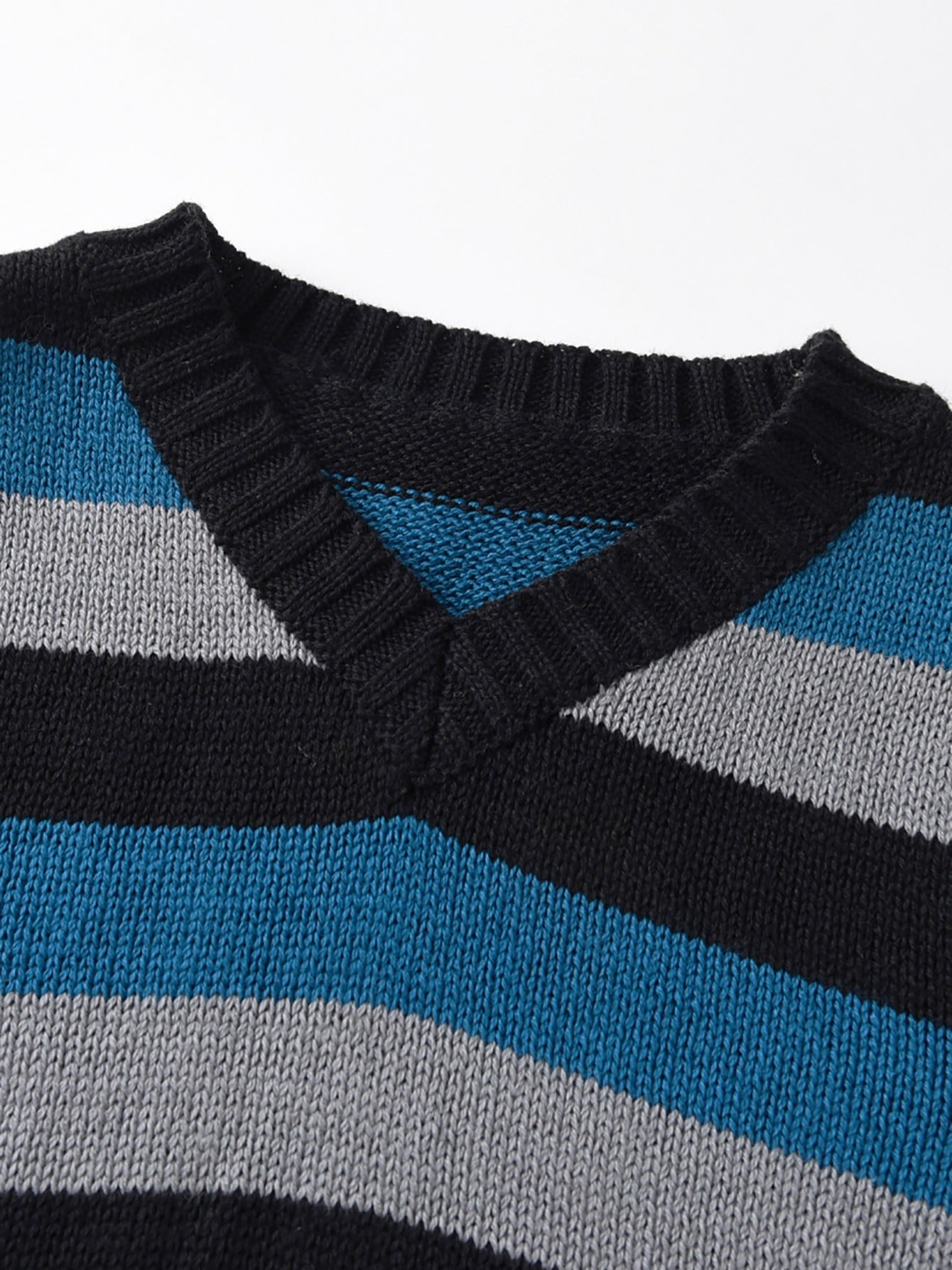 Kids' V-Neck Striped Knit Vest for Autumn Winter