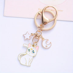 Cat Alloy Keychain Moon Cat Metal Accessories Bag Pendants Car Pendants