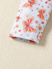 2pcs Butterfly & Flowers Print Leggings Set For Toddler Girls