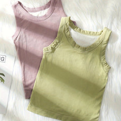 2pcs Ribbed Tank Tops Crew Neck Slim Fit Top Women's Lingerie