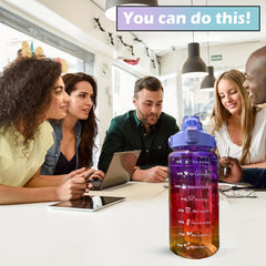 Gradient Leakproof Water Bottle with Time Marker and Straw Cup