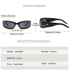 Y2K Wrap Around Sunglasses Cyberpunk Crescent Moon Outdoor Shades UV400