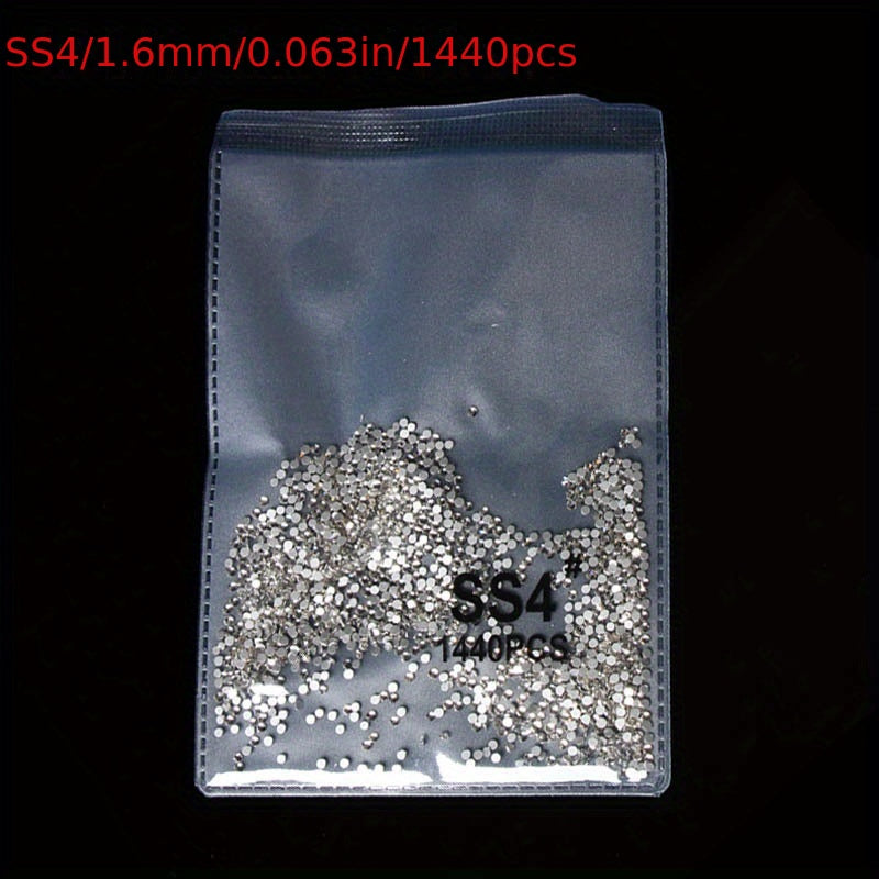1440pcs Crystal AB Nail Art Rhinestones Round Beads Non Hotfix Flatback
