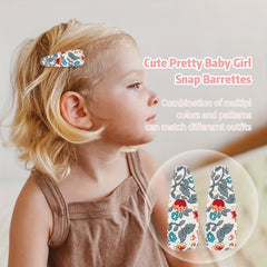 20 Pcs Floral Print Toddler Hair Clips Non Slip Snap Clips Kids Hair Accessories