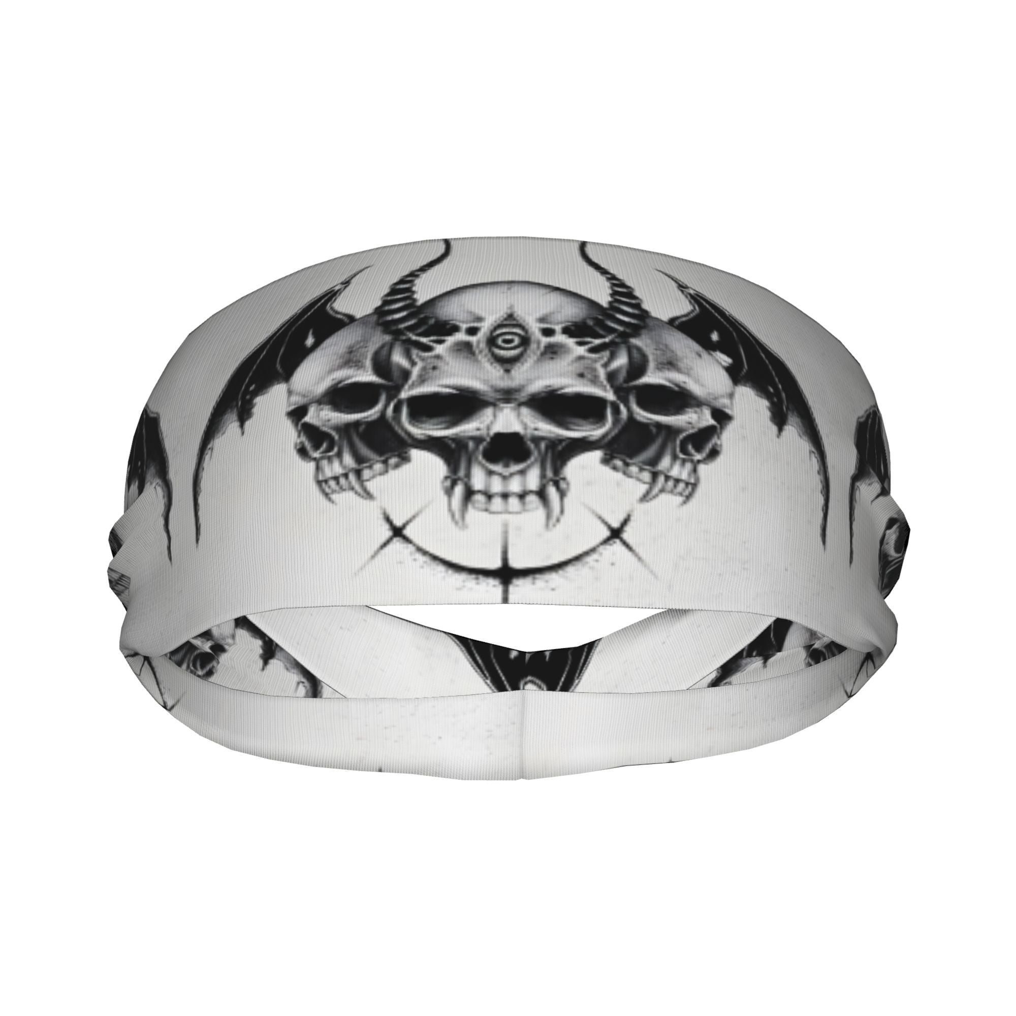 Goth Skull & Bat Headband for Yoga Gym Running Halloween Themed Accessories