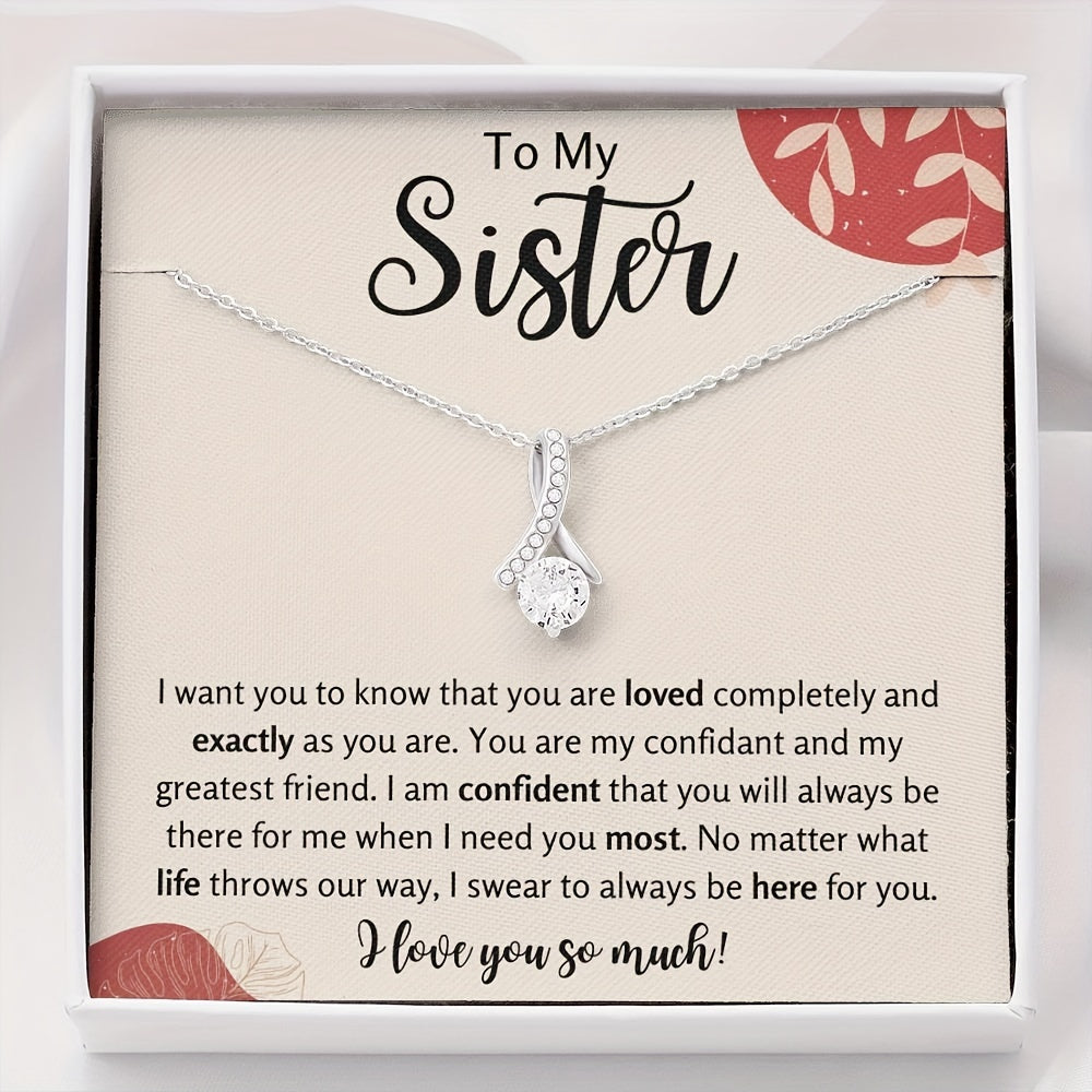Sister Christmas Gift Necklace with Message Card