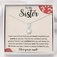 Sister Christmas Gift Necklace with Message Card