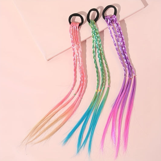 3pcs 4pcs Gradient Braid Wigs With Hair Ties - Hair Accessories for Girls