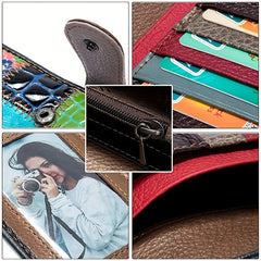 Colorblock Leather Credit Card Holder Coin Purse Clutch Wallet