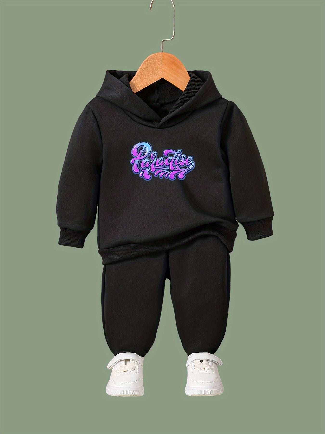 OERYUI Girls Boys Letter Print Hoodies Pants Set Spring Fall Sports Christmas