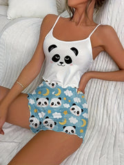 Panda Print Pajama Set Women's Sleepwear & Loungewear