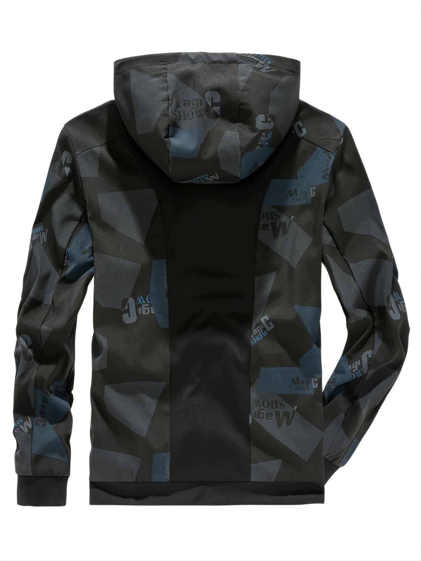 Men's Camo Winter Jacket Zipper Hooded Windproof Sporty Coat