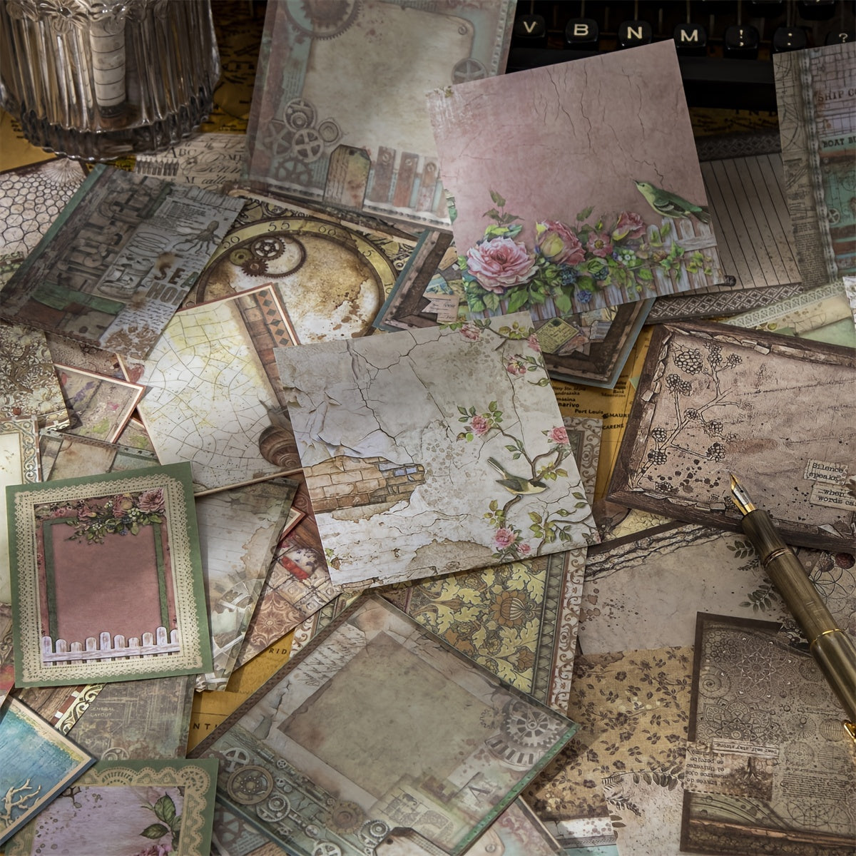 30pcs Retro Journal Decorative Base Layer Paper Pack