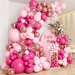 Pink Rose Balloon Wreath Set for Girls' Princess Birthdays