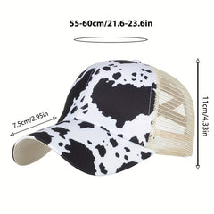 Leopard Cow Pattern Print Trucker Hat Mesh Baseball Cap Adjustable Dad Hat