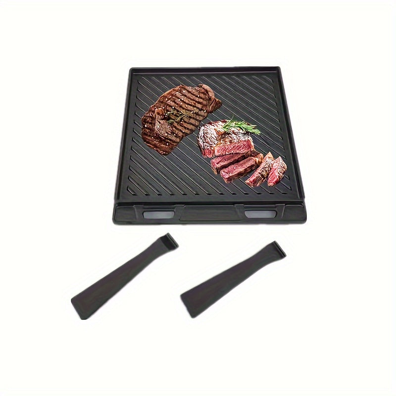 Cast Iron Pizza Pan With Removable Handle Double Sided BBQ Frying Pan