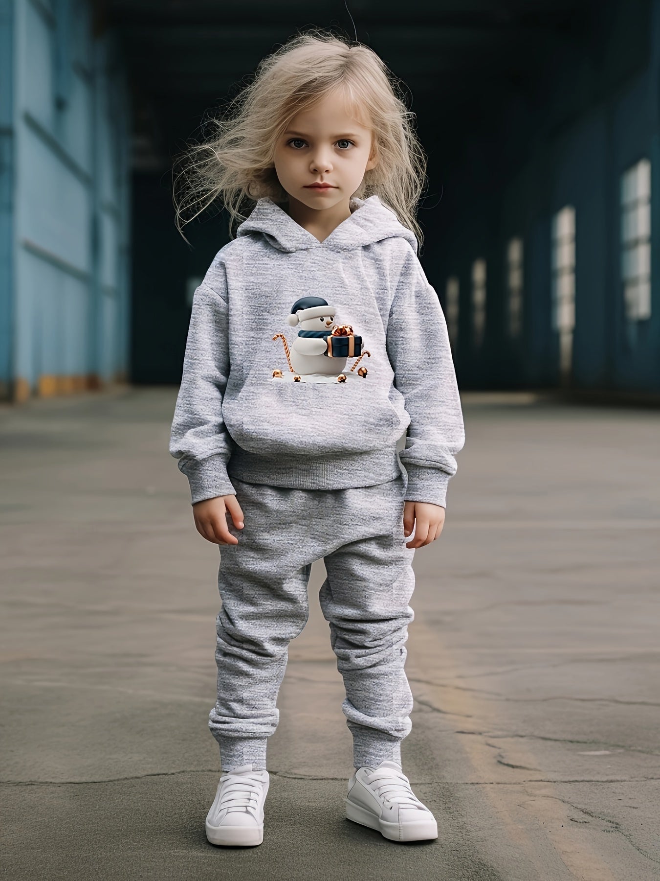 Girls Snowman Hooded Sweatshirt Set