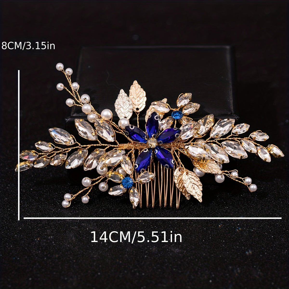 Faux Pearl Rhinestone Leaf Hair Comb Wedding Accessories
