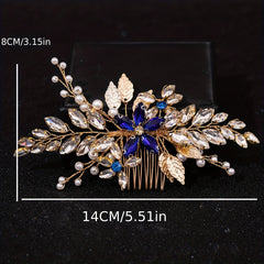 Faux Pearl Rhinestone Leaf Hair Comb Wedding Accessories