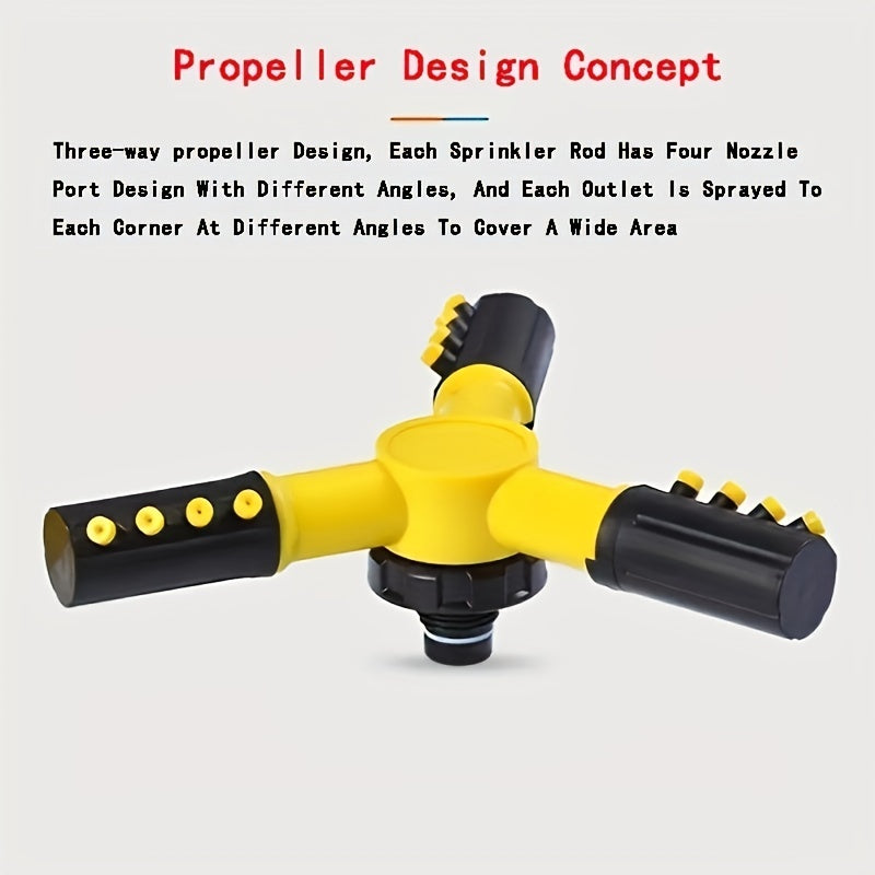 Lawn Sprinkler 360 Rotating 3 Arm Large Area Coverage