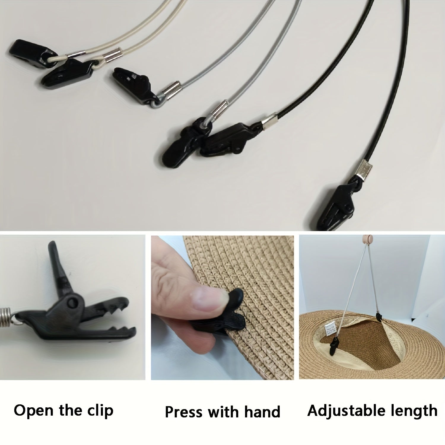Adjustable Hat Clip with Elastic Cord for Outdoor Activities
