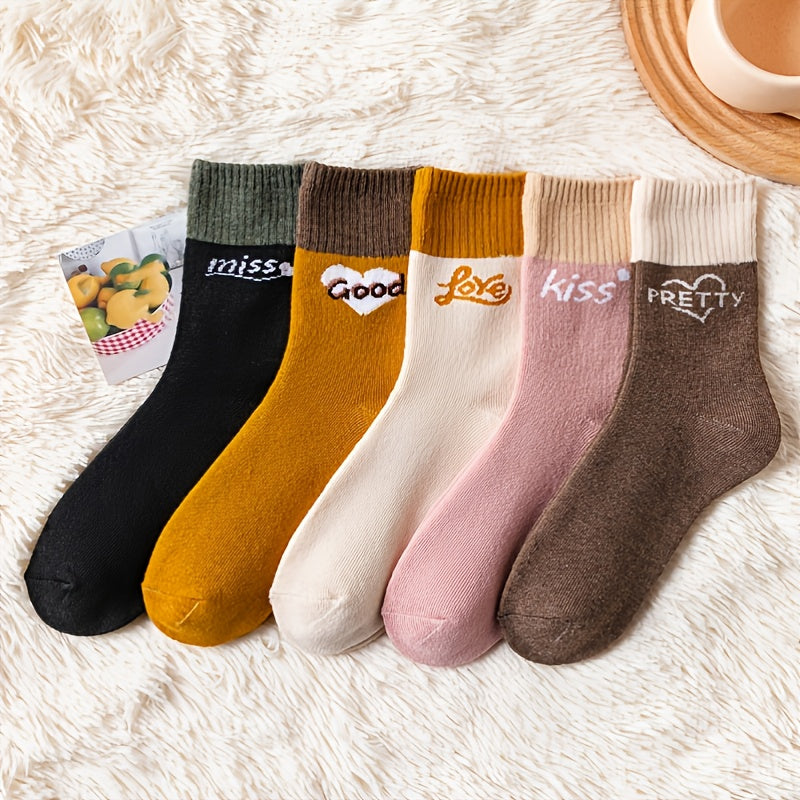 Women's Letter Pattern Colorblock Tube Socks