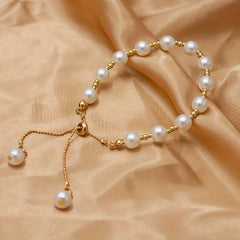 Faux Pearls Beaded Bracelet for Women - Hand Jewelry