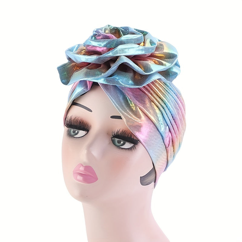 Laser Top Flower Turban Hat Gradient Bonnet Beanie Caps