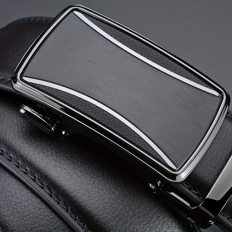 Men's Leather Belt Automatic Buckle Business Suit Waist Strap High Belt