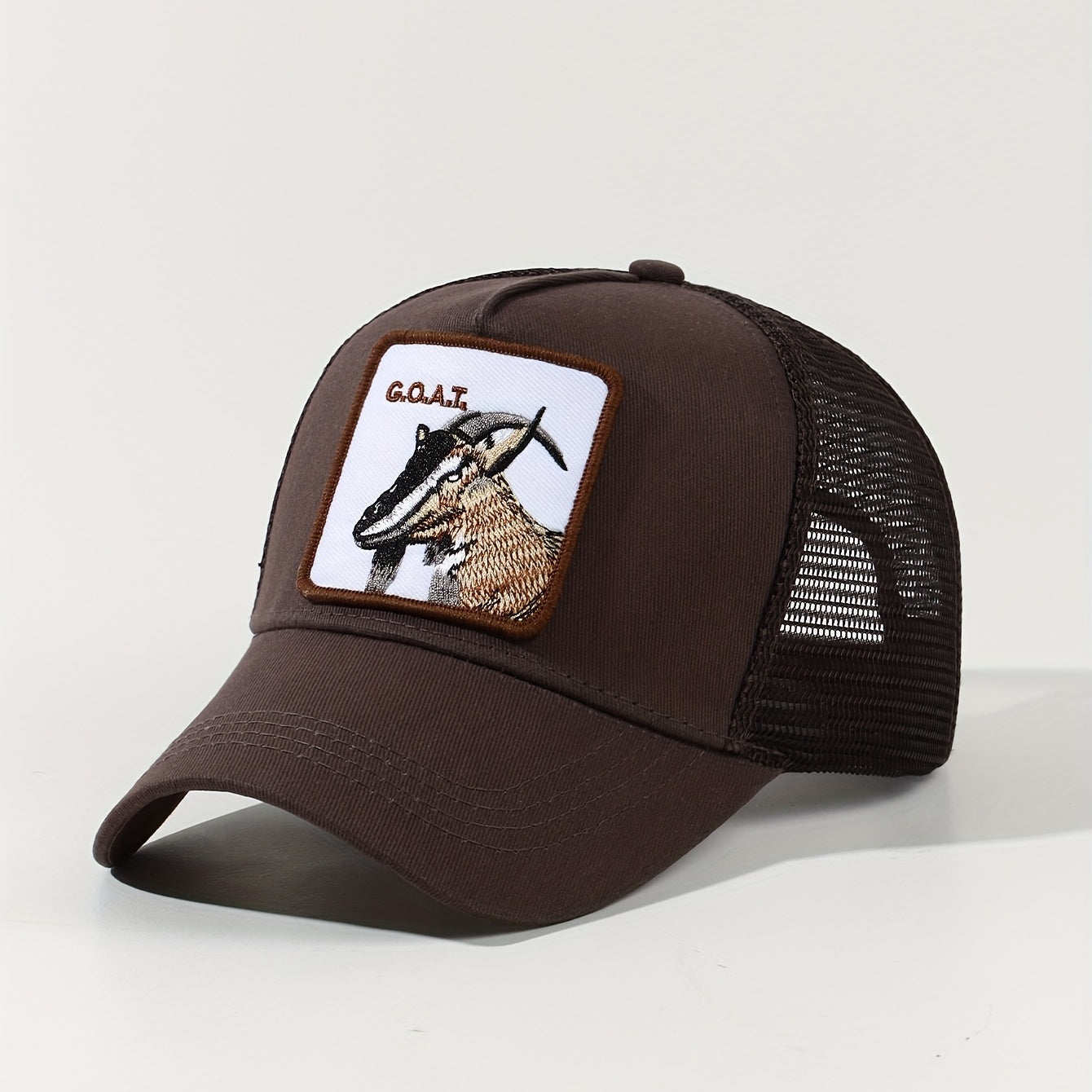 Goat Embroidery Patch Trucker Hat Mesh Breathable Unisex Golf Baseball Cap