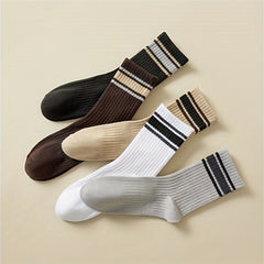 10 Pairs Colorblock Stripe Print Ribbed Socks Women's Stockings