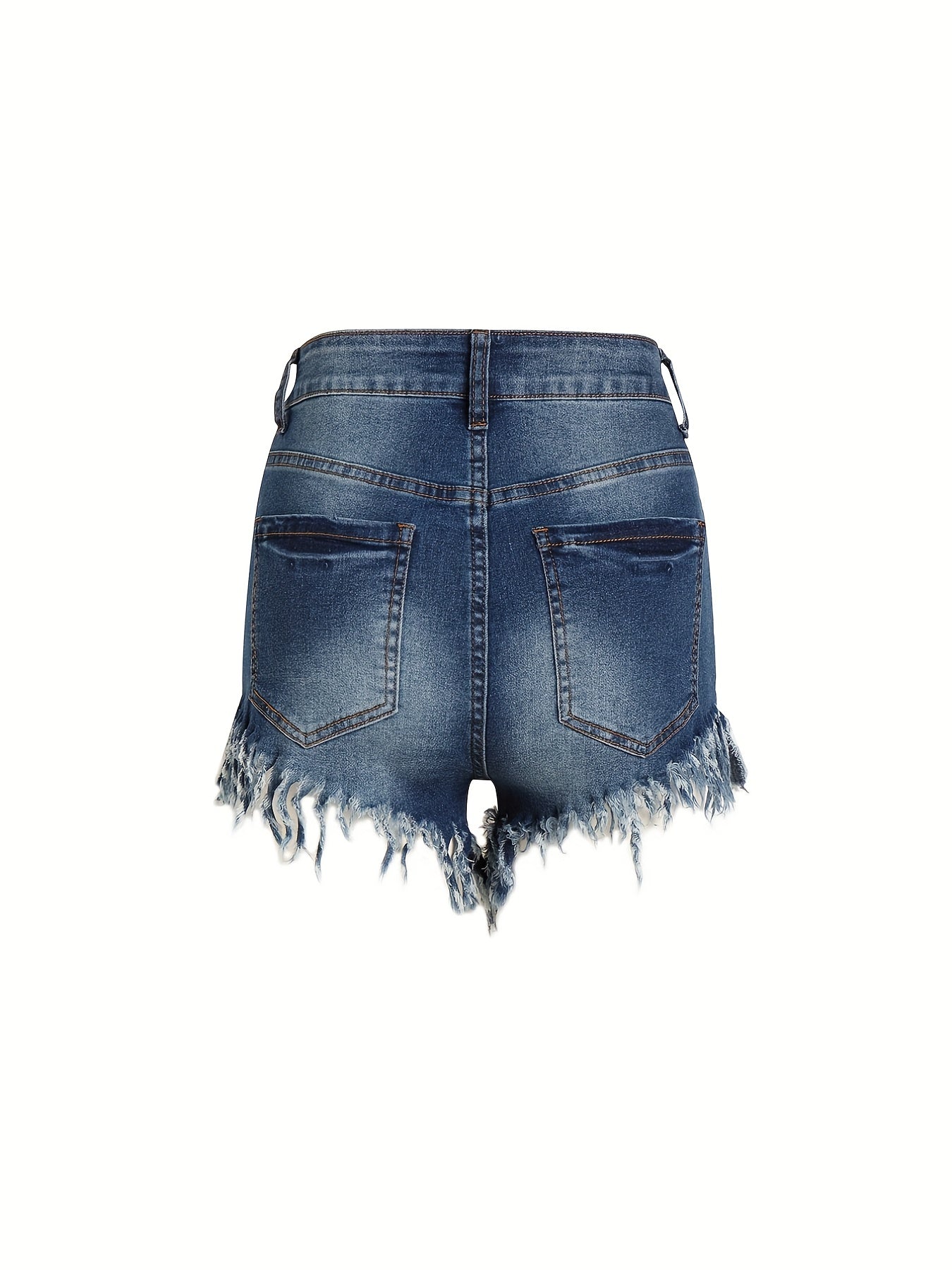  Sexy Denim Shorts Women's Plus Ripped Fringe Trim Denim Shorts