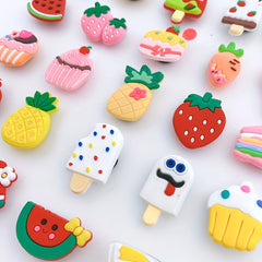 24pcs Cartoon Ice Cream Shoe Charms Cake Strawberry Ornaments DIY Decorations