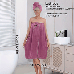 2pcs Wearable Bath Towel And Hair Towel Bowknot Adjustable Bath Skirt