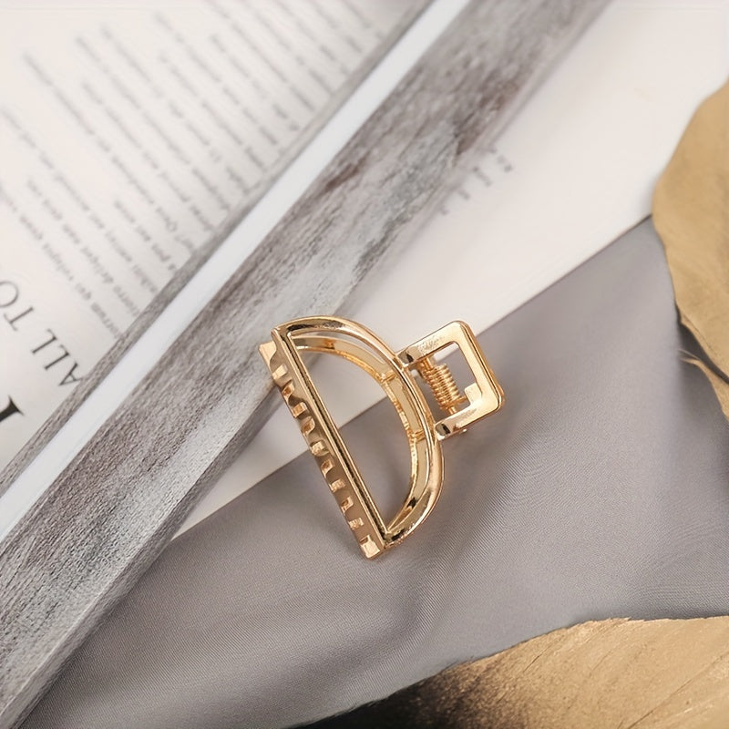 5PCS Hollow Heart Metal Hair Claw Clips Non Slip Mini Golden Geometric Barrettes