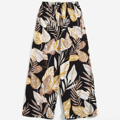 Women's Plus Size Tropical Print Wide Leg Pants Floral Print