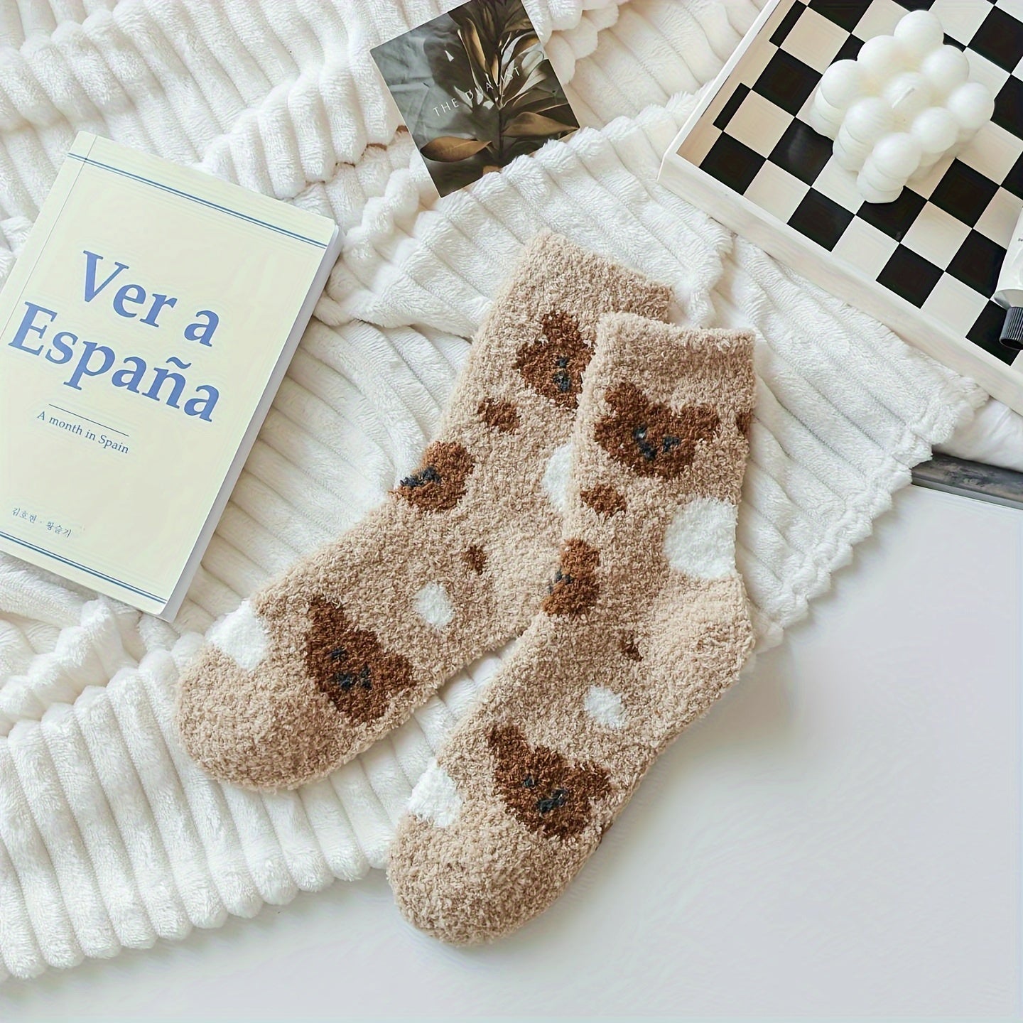 Animal Pattern Plush Socks Soft Mid Tube Socks Women's Stockings