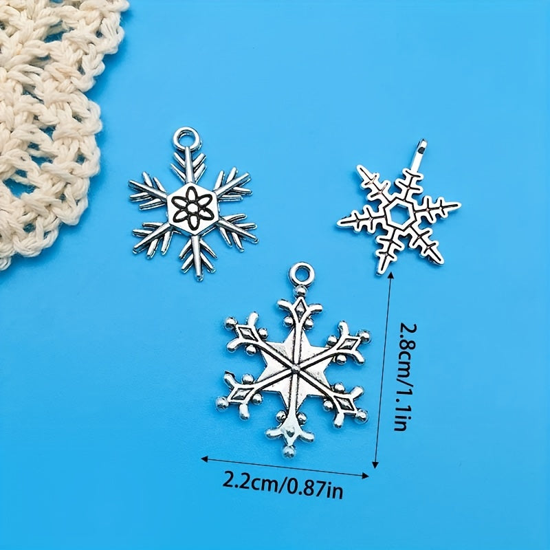 14pcs Alloy Antique Snowflake Pendants DIY Earrings Bracelet Necklace Set