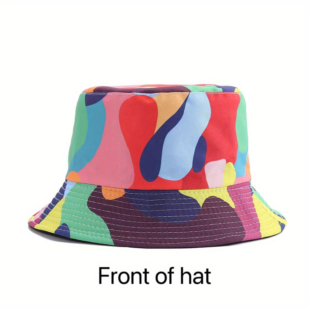 Block Print Bucket Hat Reversible Lightweight Cartoon Basin Hat