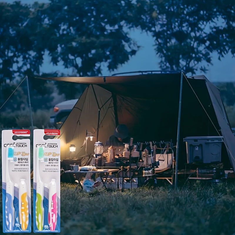 2pcs Foldable Travel Toothbrush Convenient For Camping