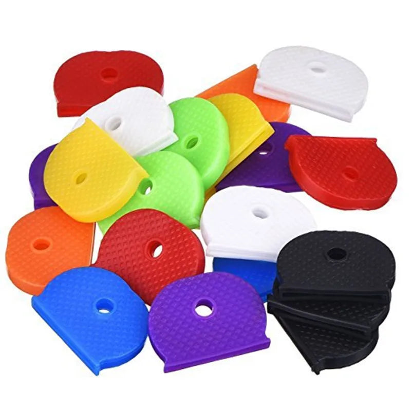 32Pcs Random Hollow Silicone Key Cap Covers Topper Key Holder Elastic Keyring