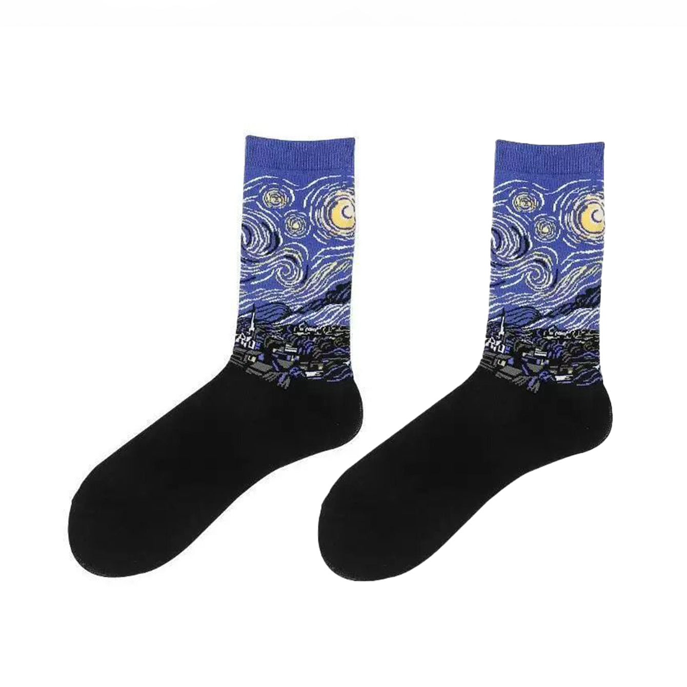 Retro Painting Pattern Mid-calf Socks, Unisex, Spring/Autumn