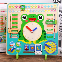 Montessori Wooden Toys Educational Clock for Kids Time Weather Seasons