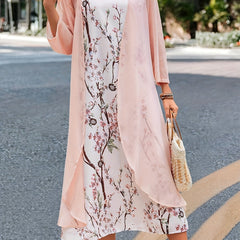  Floral Tank Dress & Cardigan 2 Piece Set