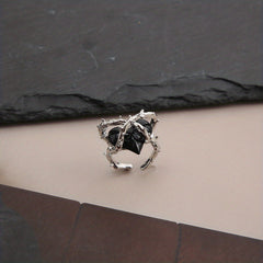 Y2k Sweet Heart Ring Inlaid Zircon Decor For Daily Outfits Lovely Gift